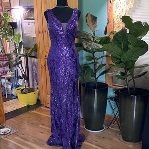 Elegant Purple Sequin Gown